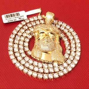 20 inch 14K Gold Finished Chain&JESUS Pendant